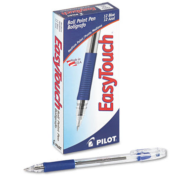 Pilot® Easytouch Ballpoint Pen, Stick, Medium 1 Mm, Blue Ink, Clear Barrel, Dozen freeshipping - TVN Wholesale